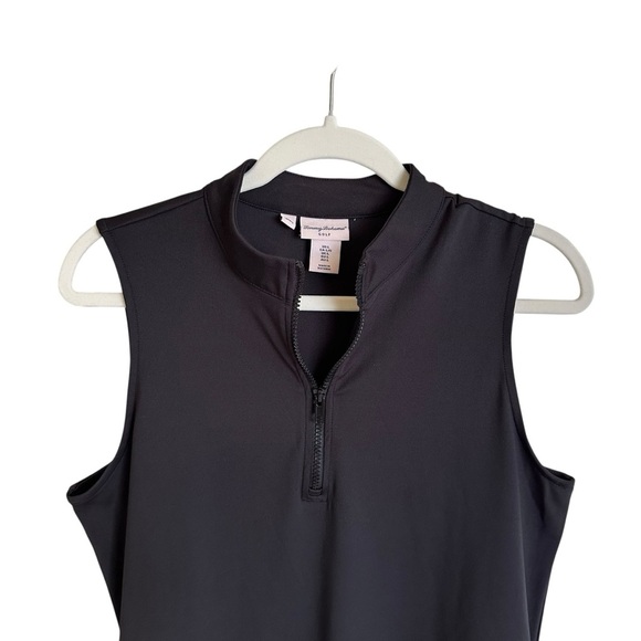 Tommy Bahama Size Large Black Sleeveless Performance Golf Dress Zip Up Pockets L - Picture 2 of 6